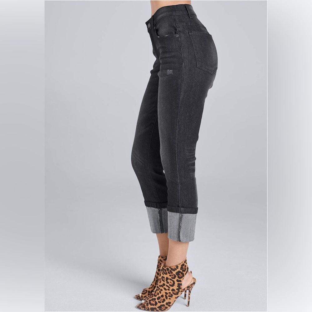 Venus Cropped Cuff Jeans Black wash 2 8 10 brand new sexy denim capri pants - Picture 3 of 6